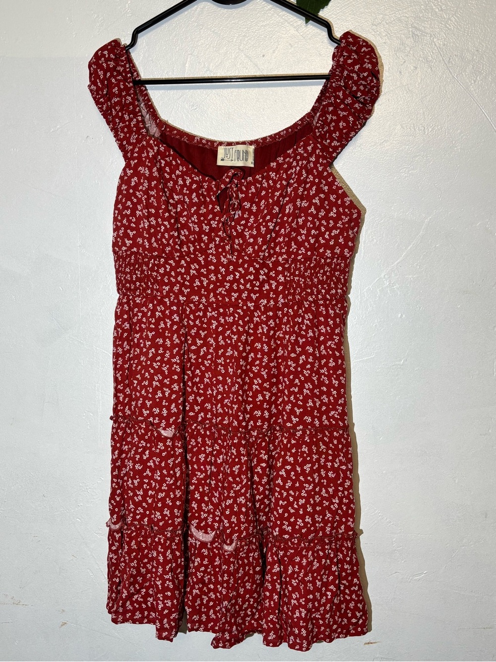 J. Jill Red Floral Ruffle-Strap Tiered Dress